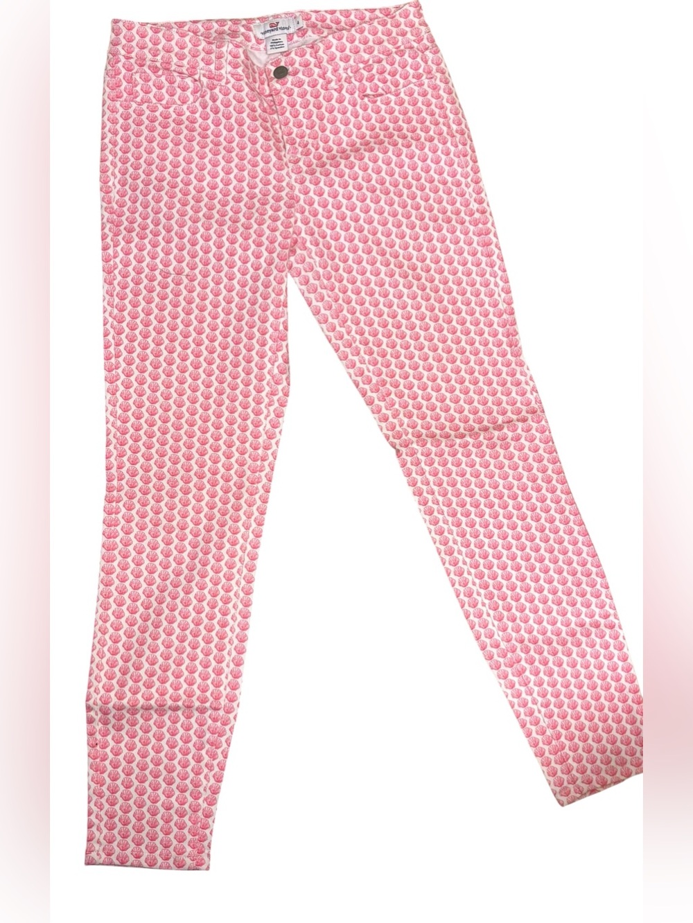 Vineyard Vines Nantucket Ankle Jeans. White/Pink. Seashell Pattern. Sz. 4